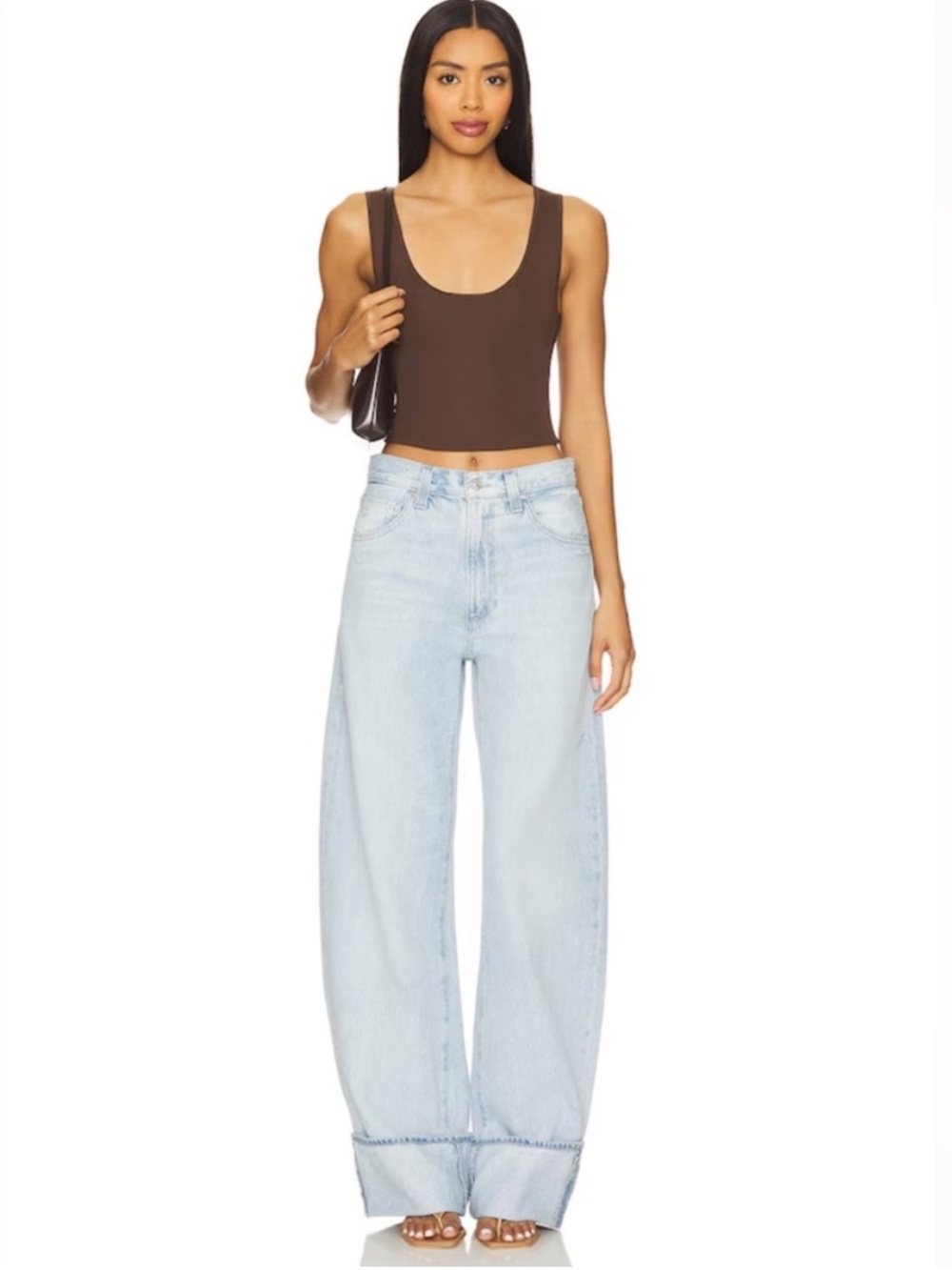 PAIGE Arrelia Light Blue High-Rise Barrel Wide Leg Cuff Jeans